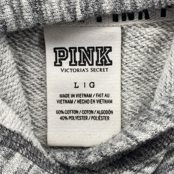 PINK Victoria's Secret Hoodie Sweatshirt Womens Large Gray Ombre Logo Pullover - Picture 3 of 7